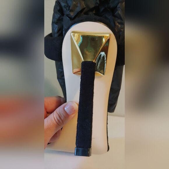 Good American Black Terry Slip On Heeled Sandals Sz 10.5 NEW IN BOX - Picture 7 of 16